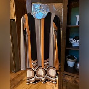 JB by Julie Brown Black and Orange Geometric Dress